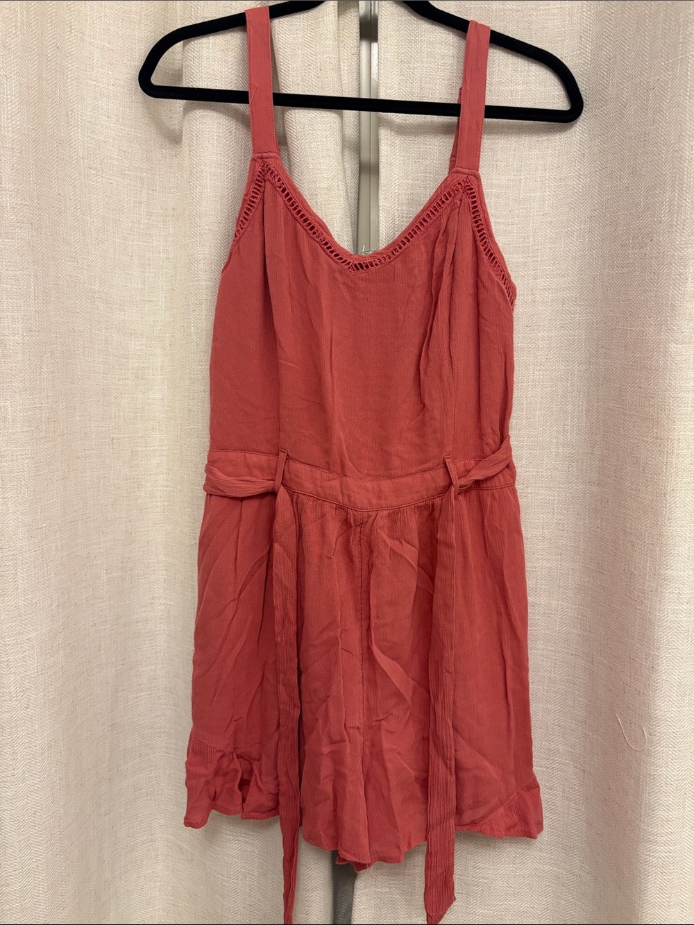 Hollister Coral Romper with Tie Waist